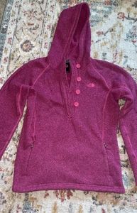 The North Face Ladies Knit Jacket Fleece Lined Pink Pullover, size L